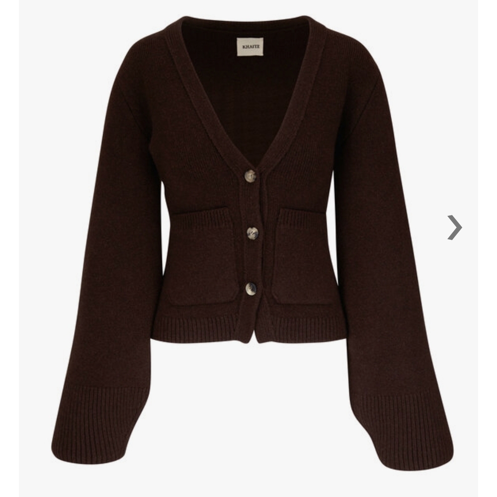 KHAITE Deep Brown Cardigan Sweater